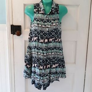 Wishful park small sleeveless button down elephant 🐘